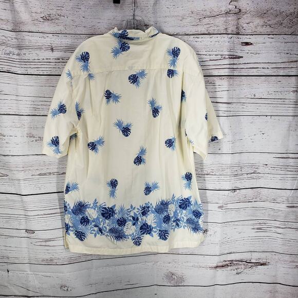Caribbean Swimwear Men's Blue Cream Hawaiian Short Sleeve Shirt Size Large - Picture 11 of 14